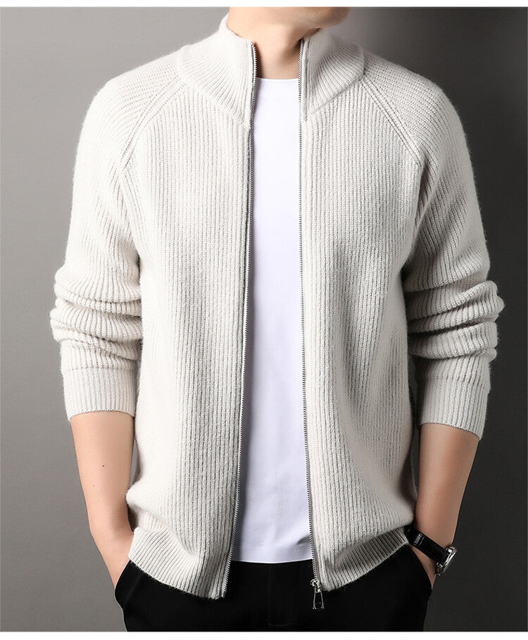 Mens Casual All-match Stand-up Collar Cardigan Sweater