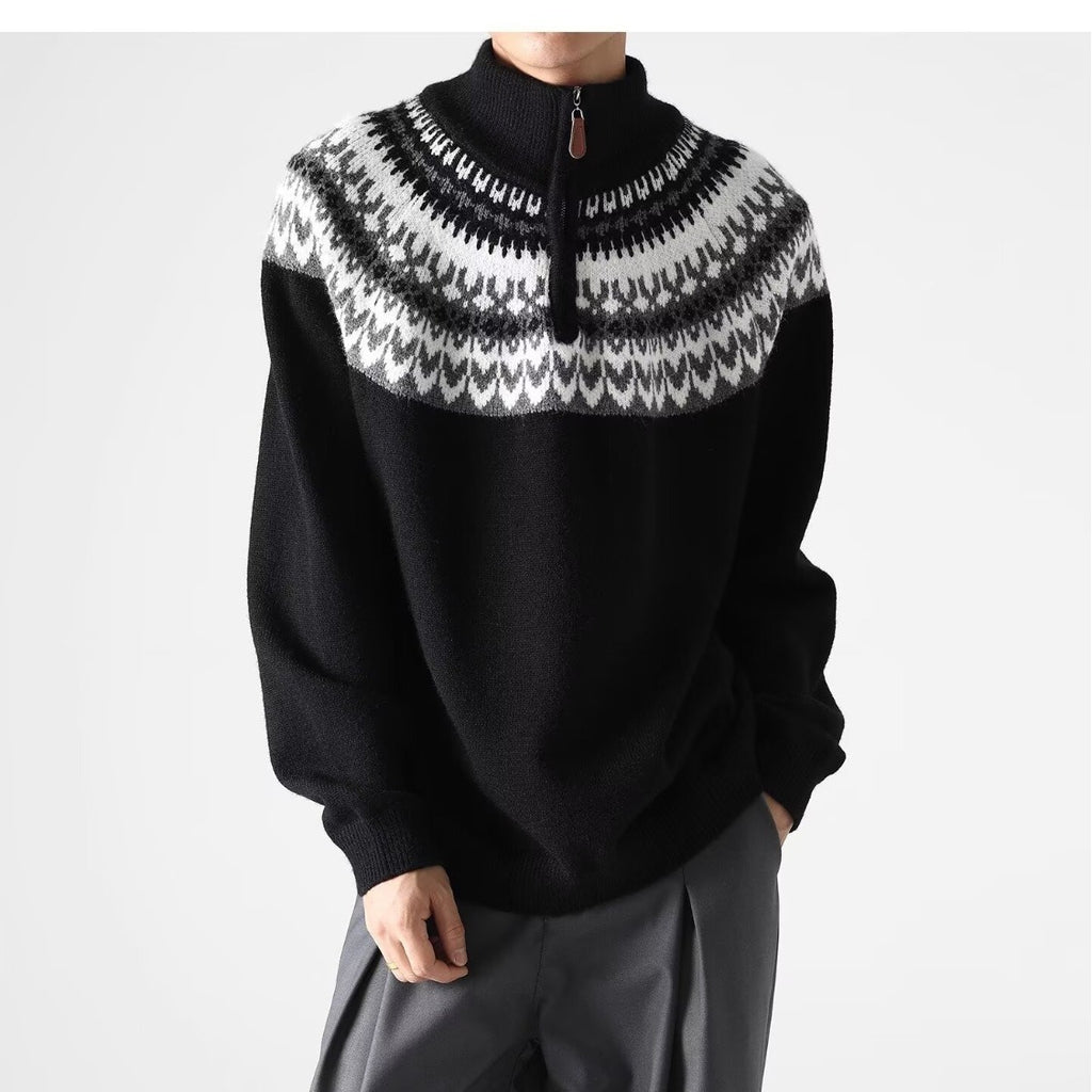 Mens American-style Retro Sweater For Fall And Winter