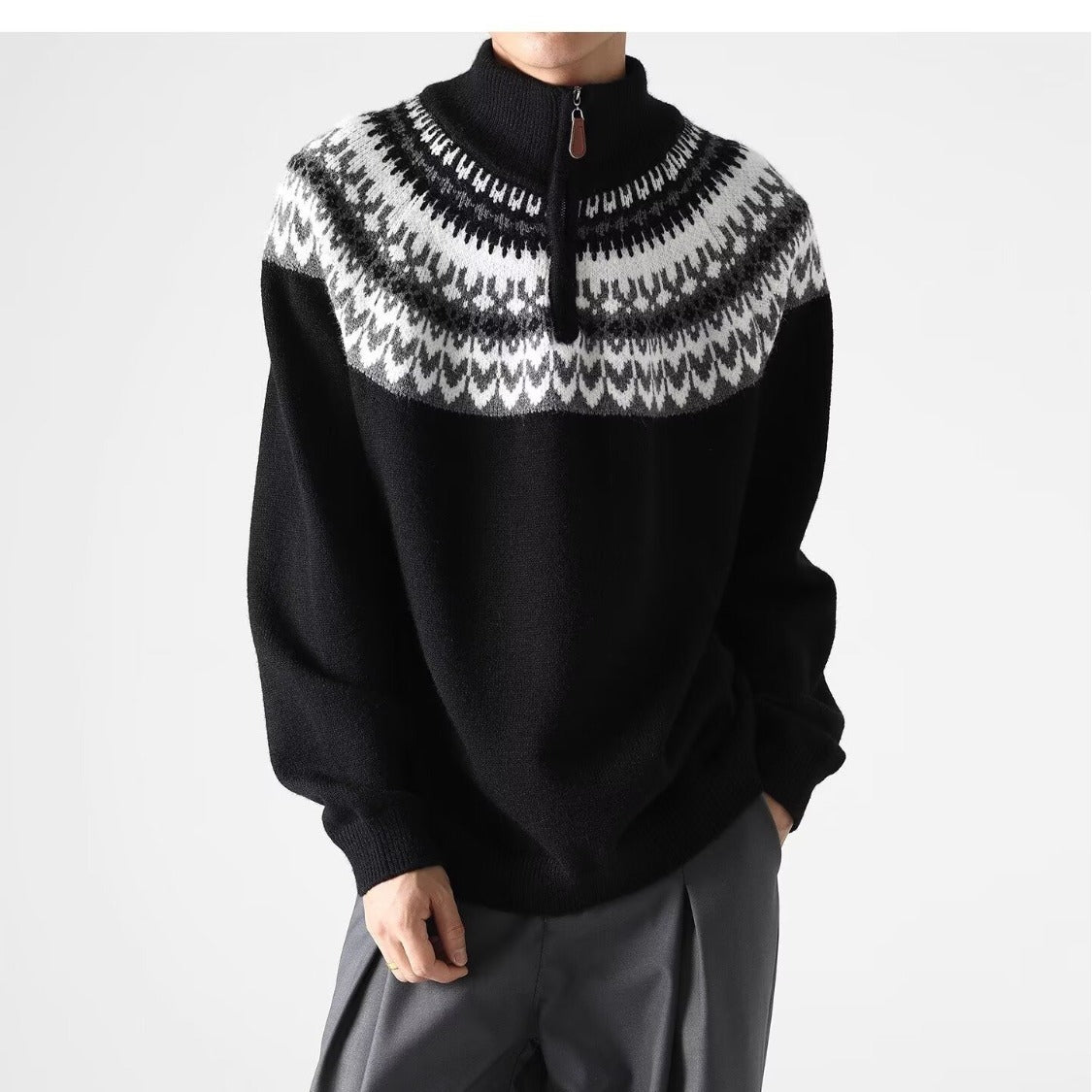 Mens American-style Retro Sweater For Fall And Winter