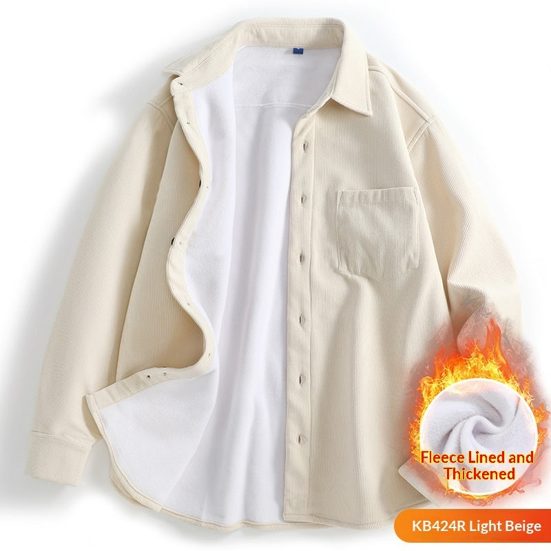 Mens Retro Corduroy Long-Sleeve Shirt