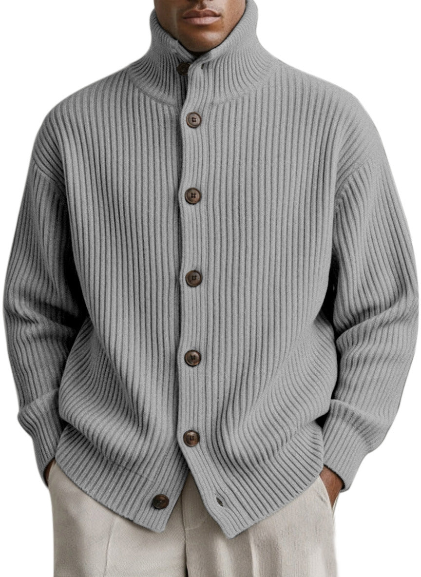 Mens Turtleneck Knitted Cardigan Coat