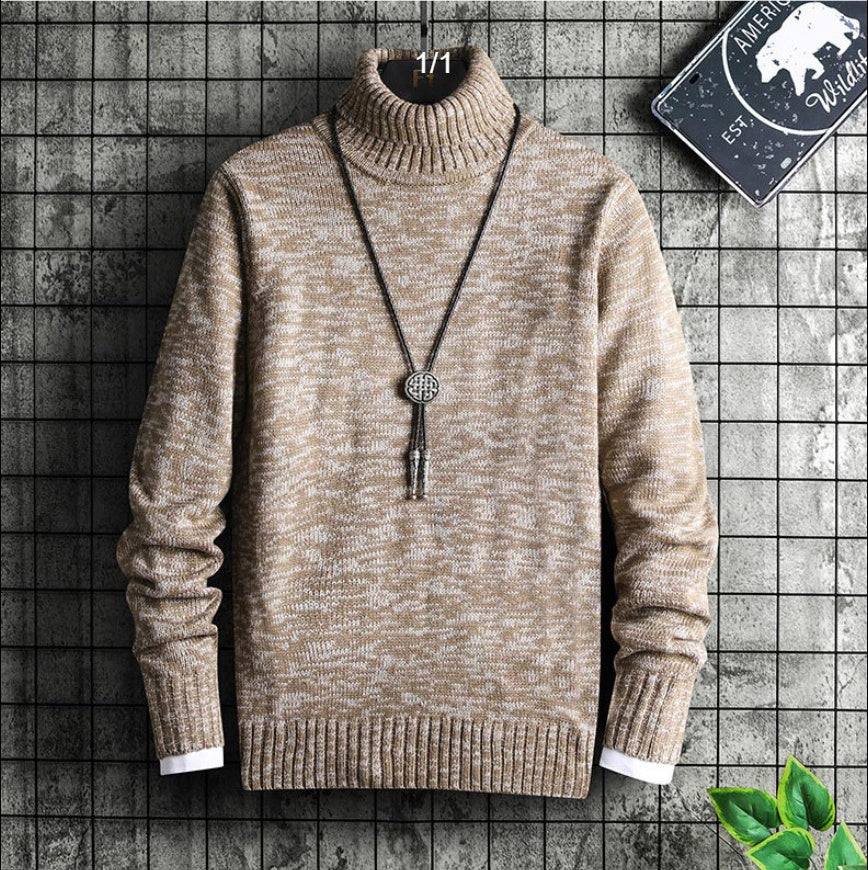 Winter New Men's Jacquard Reversible High Neck Sweater